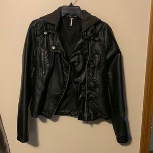Free People hooded moto jacket